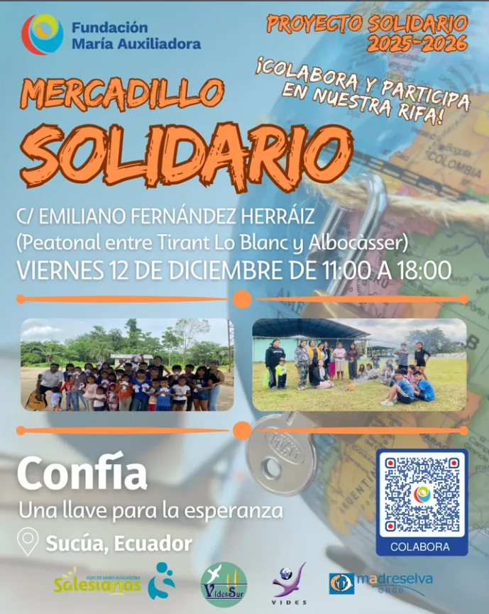 VIERNES 12 DICIEMBRE MERCADILLO SOLIDARIO EN TORRENT A FAVOR DE SUCÚA (ECUADOR)